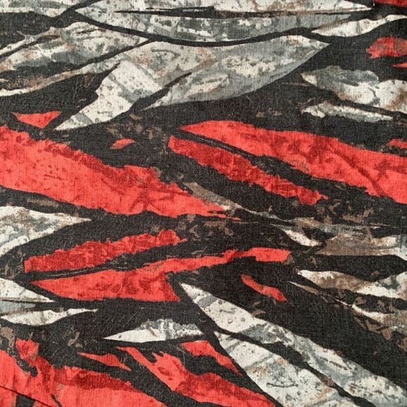 Vintage Shirt Red Black Abstract Short Sleeve Boxy Camp Collar Hawaiian Printed - Picture 8 of 12